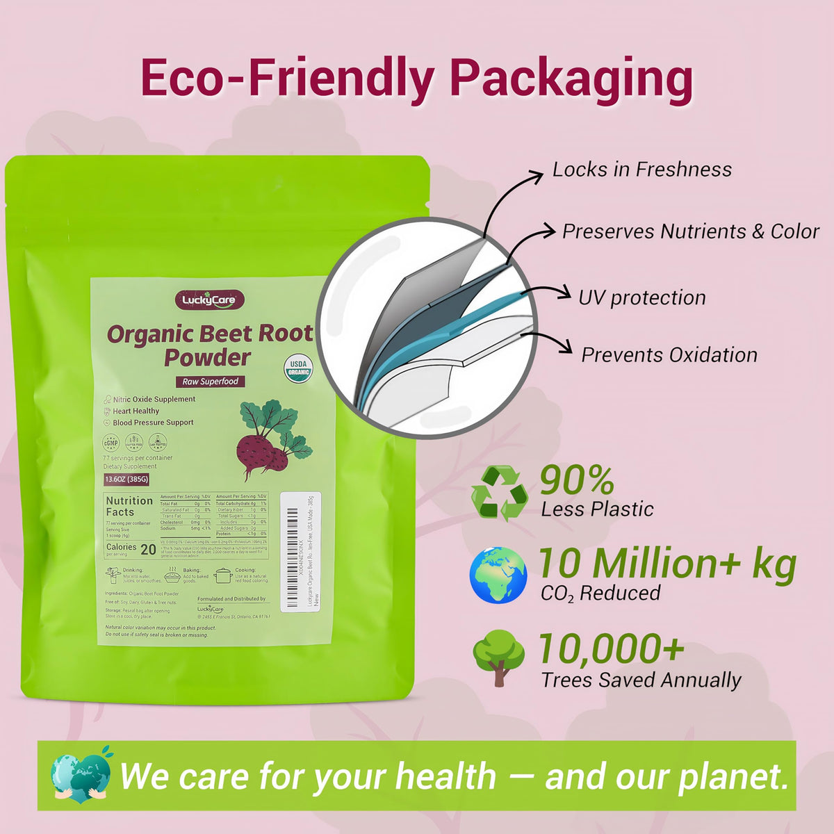 Luckycare Organic Beet Root Powder in smoothie