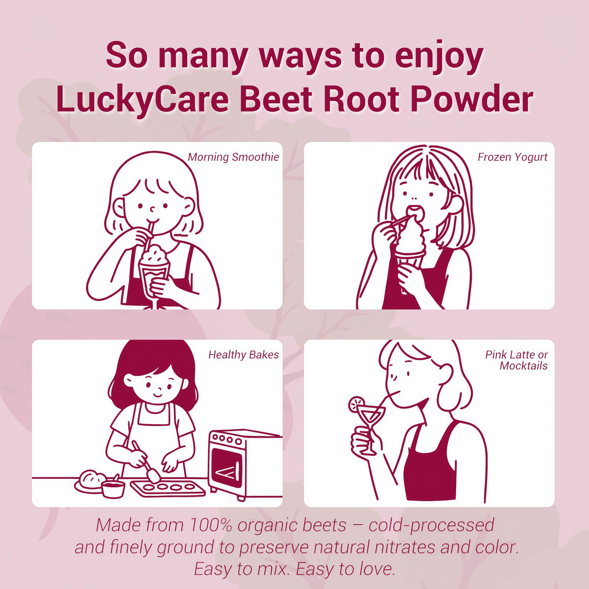 Luckycare Organic Beet Root Powder with oatmeal