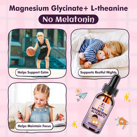 LUCNVEM Kids Magnesium Glycinate Sleep Liquid Drops raspberry flavour close-up