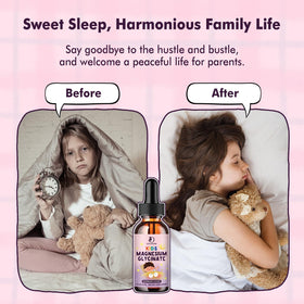 LUCNVEM Kids Magnesium Glycinate Sleep Liquid Drops side view with dosage instructions