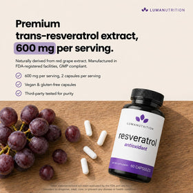 Luma Nutrition Pure Resveratrol Supplement 600mg side view