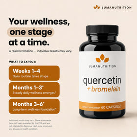 Luma Nutrition Quercetin with Bromelain 500mg bottle with lid off
