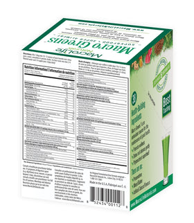 MacroLife Naturals Macro Greens Powder packet with fruits and vegetables