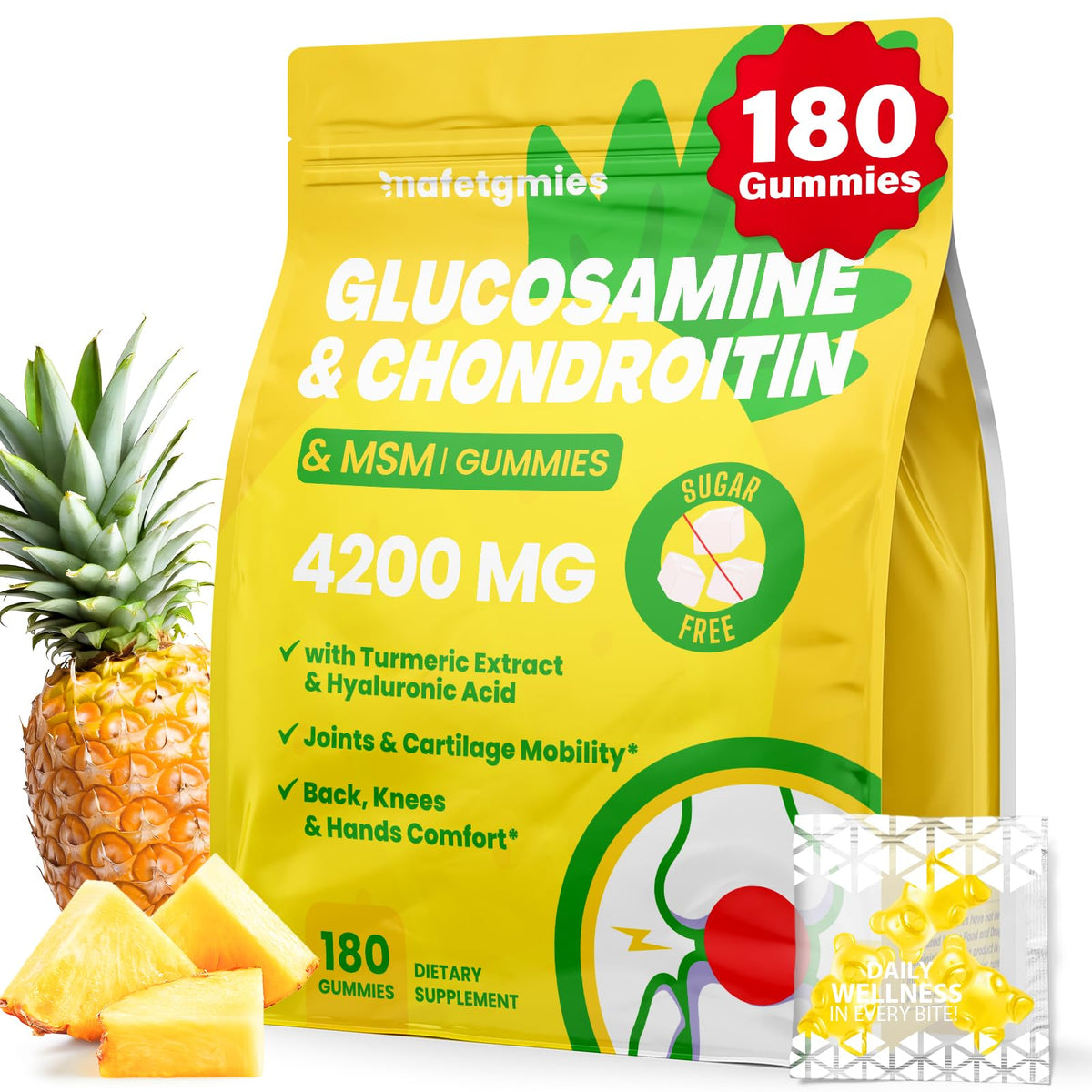 Mafetgmies Glucosamine Chondroitin Gummies 180 Count front view