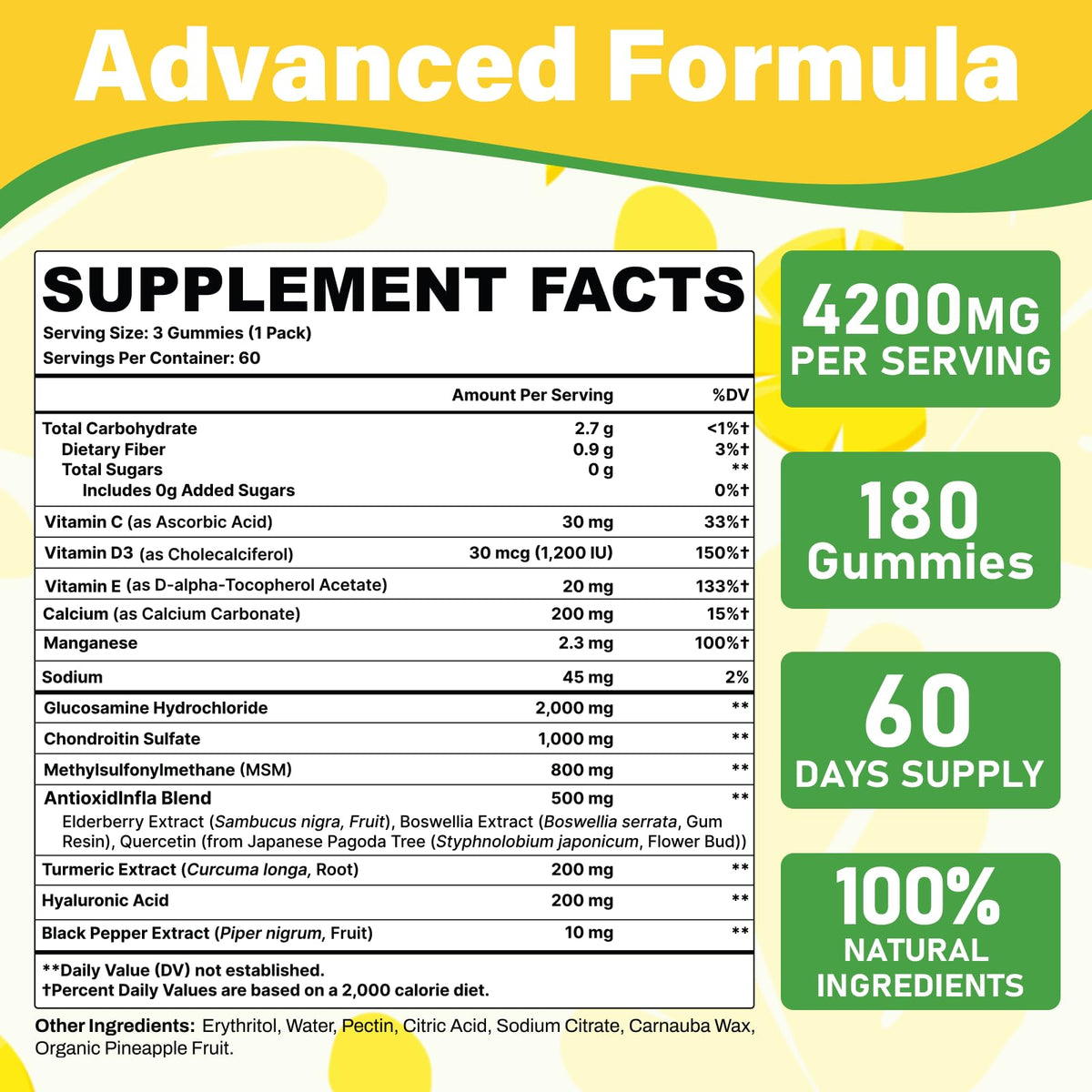 Mafetgmies Glucosamine Chondroitin Gummies pineapple flavour close-up