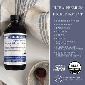 Maine Medicinals Organic Elderberry Syrup 8 oz bottle side view