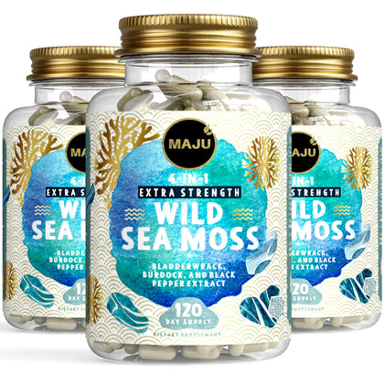 Maju Superfoods Wild Irish Sea Moss Capsules 120ct front view