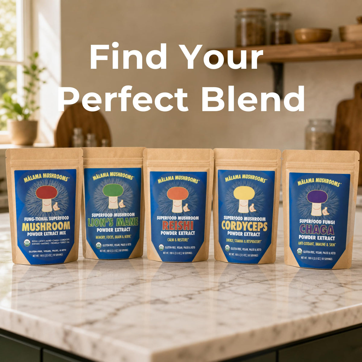 MALAMA MUSHROOMS Organic Lion's Mane Mushroom Extract Powder in a baking setup