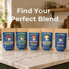 MALAMA MUSHROOMS Organic Lion's Mane Mushroom Extract Powder in a baking setup