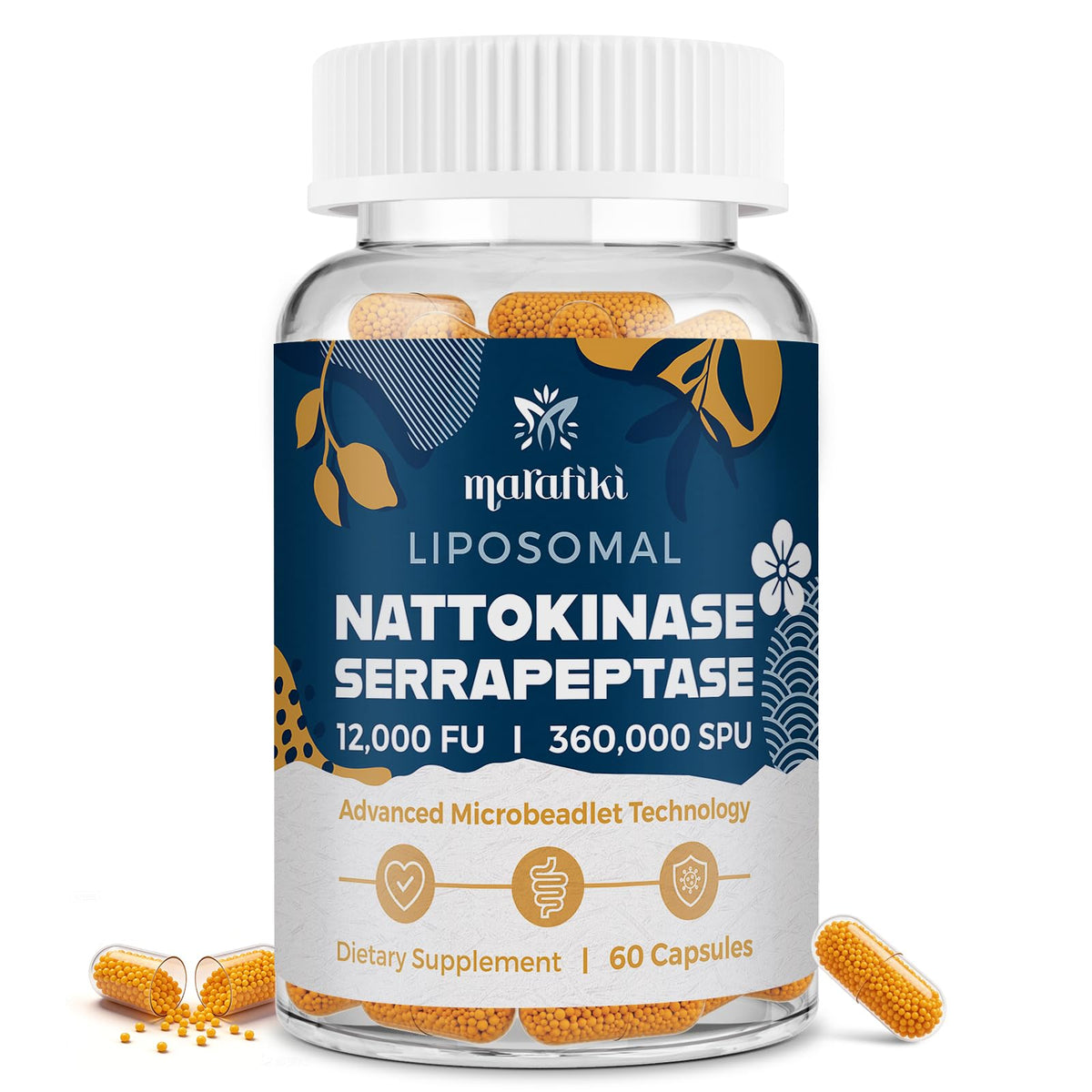 Marafiki Liposomal Nattokinase Supplement front view with 60 veggie capsules