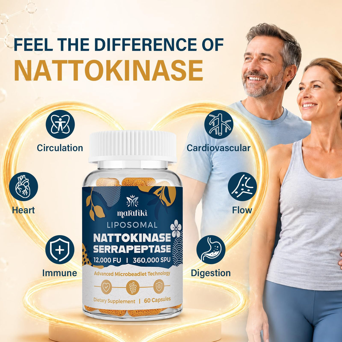 Marafiki Liposomal Nattokinase Supplement showing serving size on a spoon