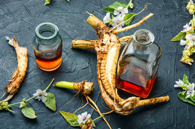 Marshmallow root tea preparation with hot water