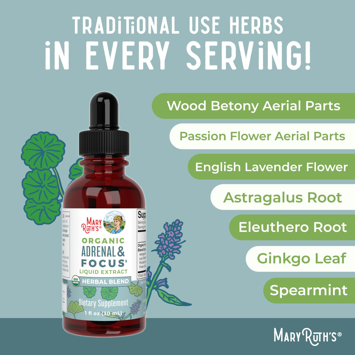 MARYRUTH'S Nootropic Focus Supplement packaging details