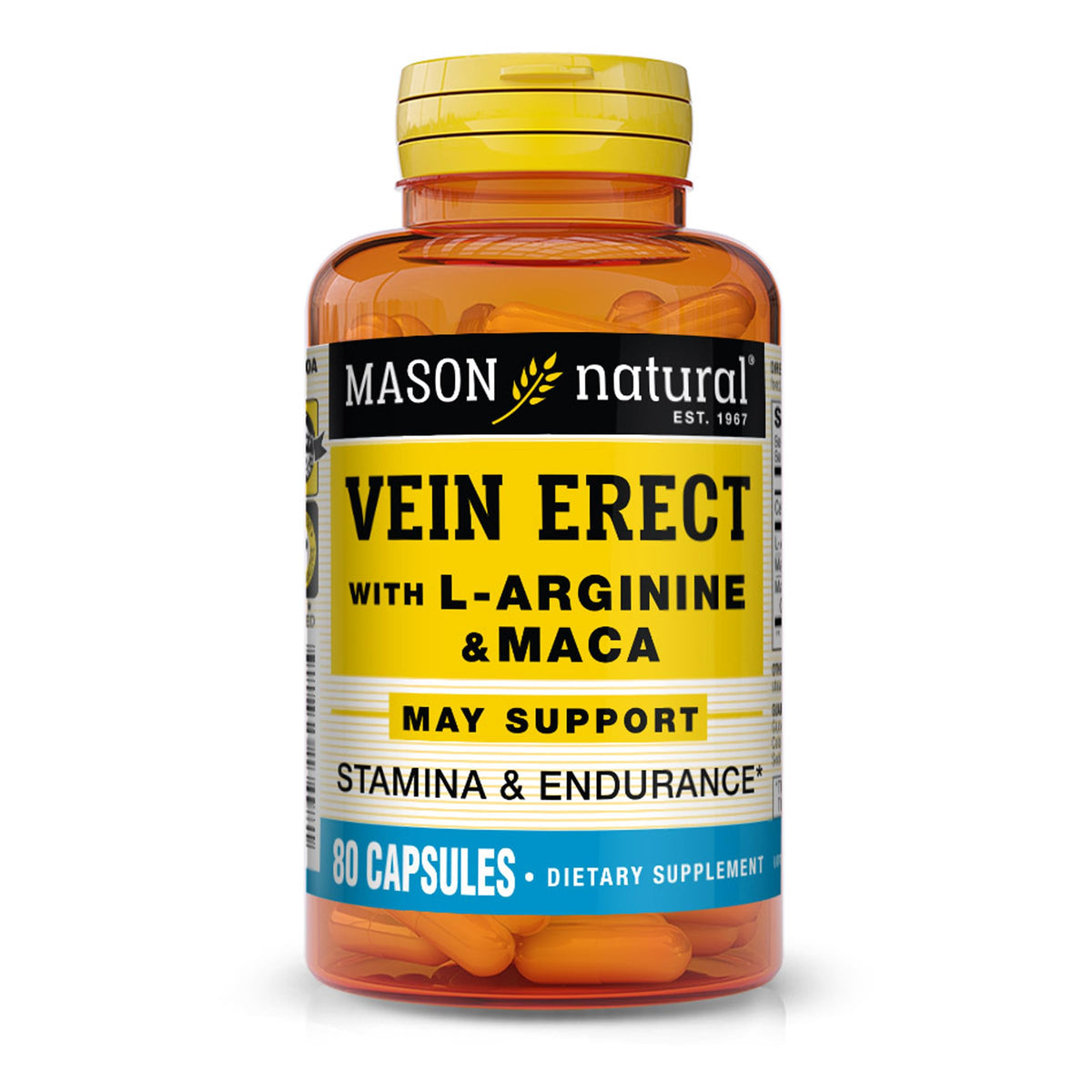 MASON NATURAL Vein Erect L-Arginine & Maca 80 capsules front view