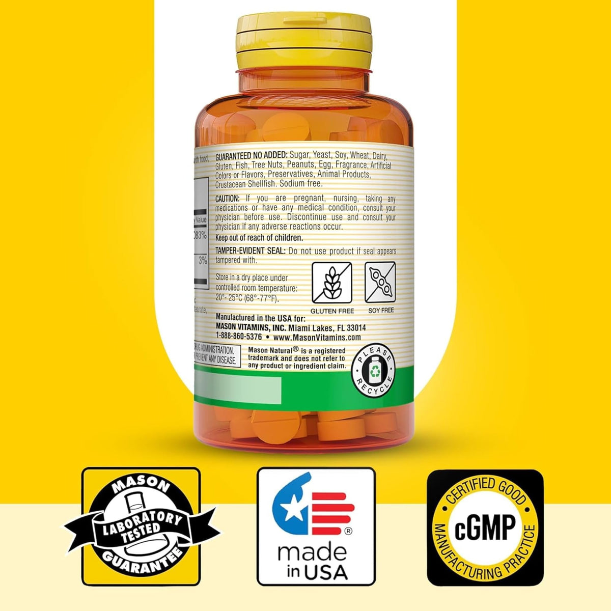 MASON NATURAL Vitamin B12 50 mcg with Calcium bottle cap open