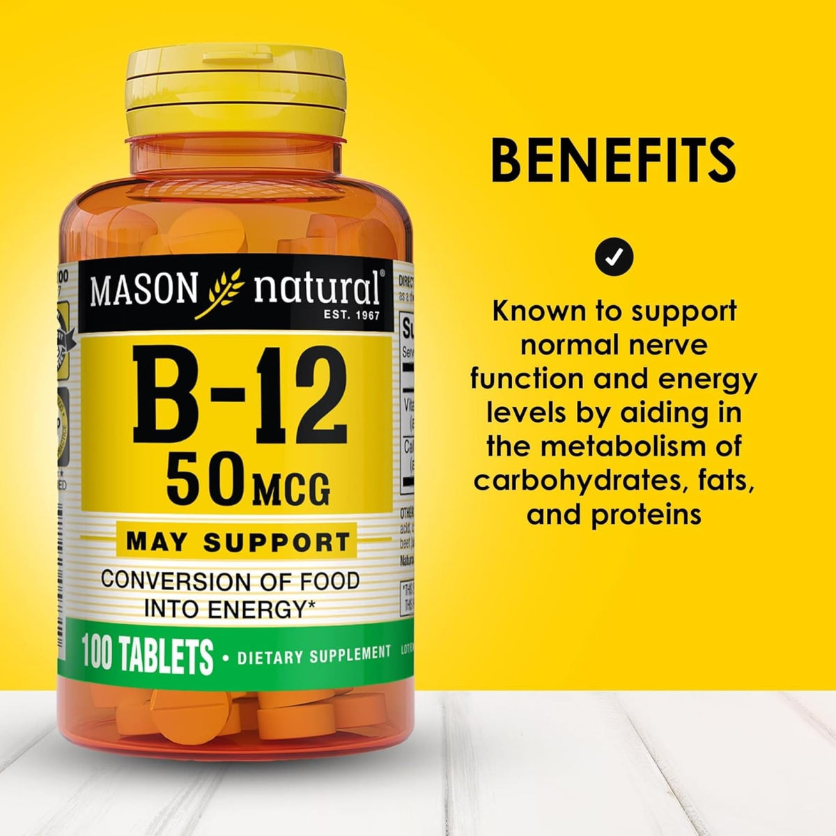 MASON NATURAL Vitamin B12 50 mcg with Calcium side view