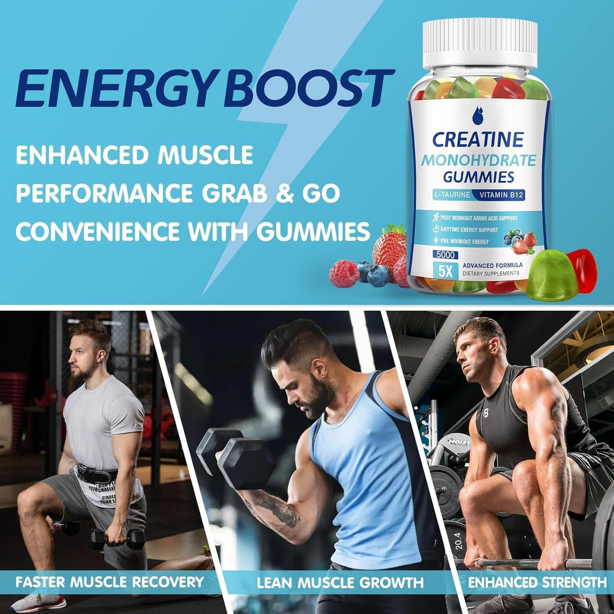 MaxHemp Creatine Gummies in a hand, highlighting convenient size