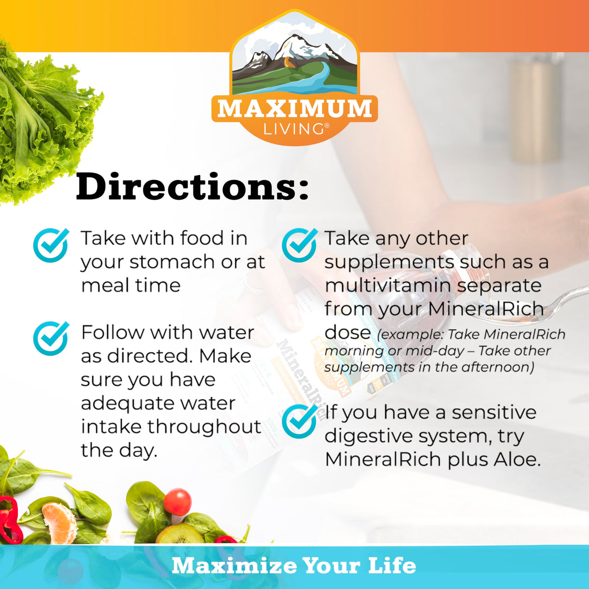 Maximum Living MineralRich bottle on kitchen counter