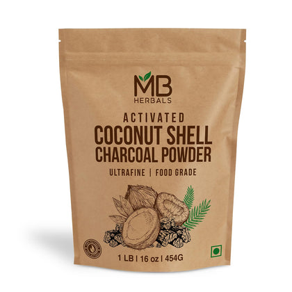 MB Herbals Activated Coconut Shell Charcoal Powder 1 LB front view