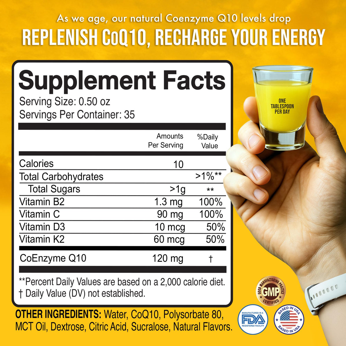 MBS Biotechnology Liquid CoQ10 120mg bottle side view