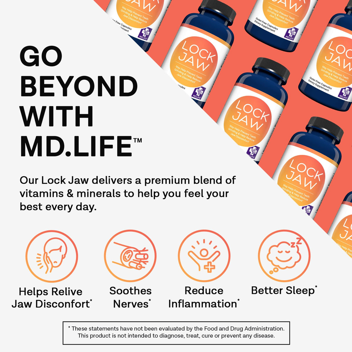 MD.LIFE Lock Jaw Assistance 60 Vegan Capsules side view