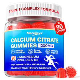 Meceilays Calcium Citrate Gummies 1200 mg front view with mixed berry flavour