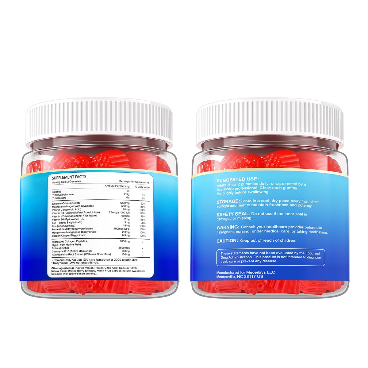 Meceilays Calcium Citrate Gummies 1200 mg with a measuring spoon