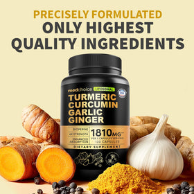 MEDCHOICE Liposomal Organic Turmeric Curcumin with a glass of water