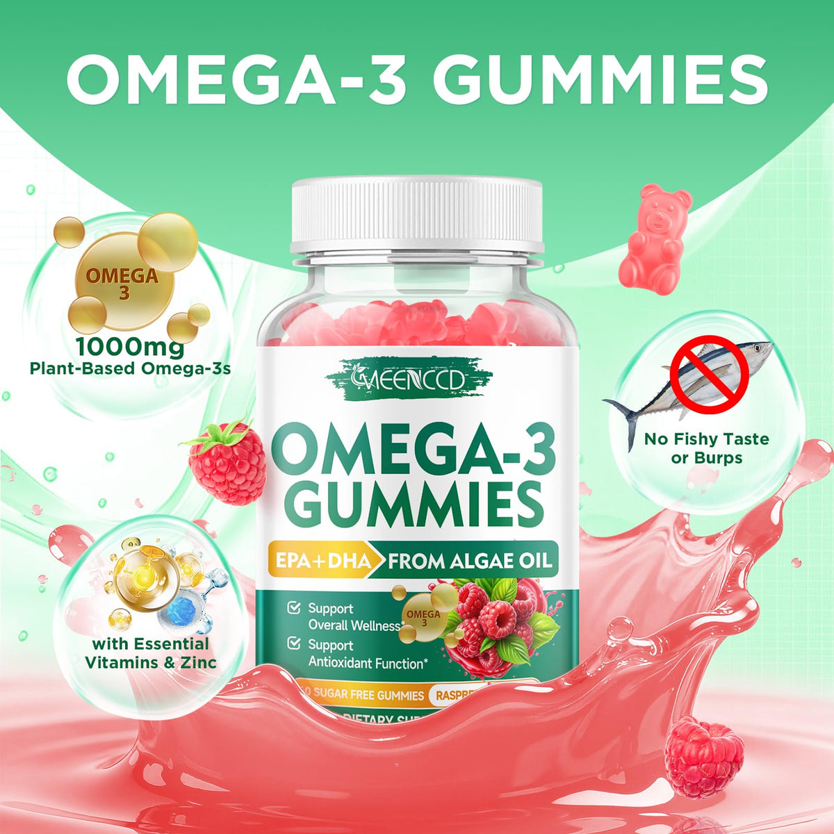 MEENCCD Omega-3 Gummies 1000mg in a hand
