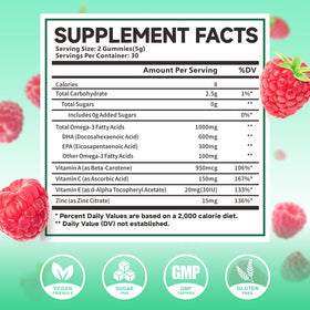 MEENCCD Omega-3 Gummies 1000mg raspberry flavour gummies