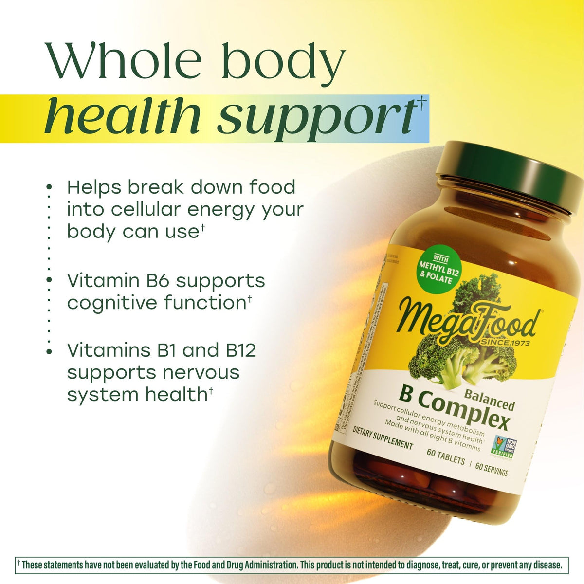 MegaFood B Complex tablets with bottle