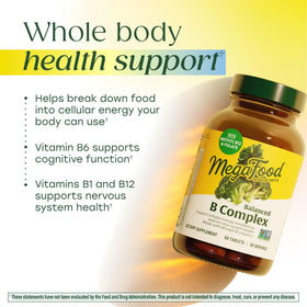 MegaFood B Complex tablets with bottle