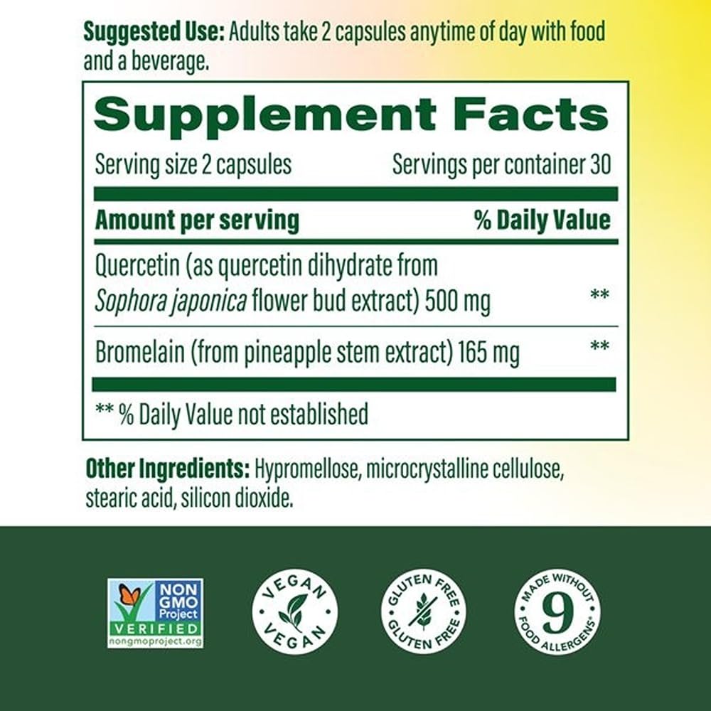 MegaFood Quercetin with Bromelain bottle side view