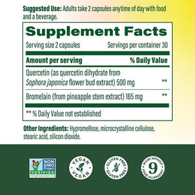 MegaFood Quercetin with Bromelain bottle side view