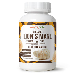 MERRY VITA Lion’s Mane Supplement 180 Capsules front view