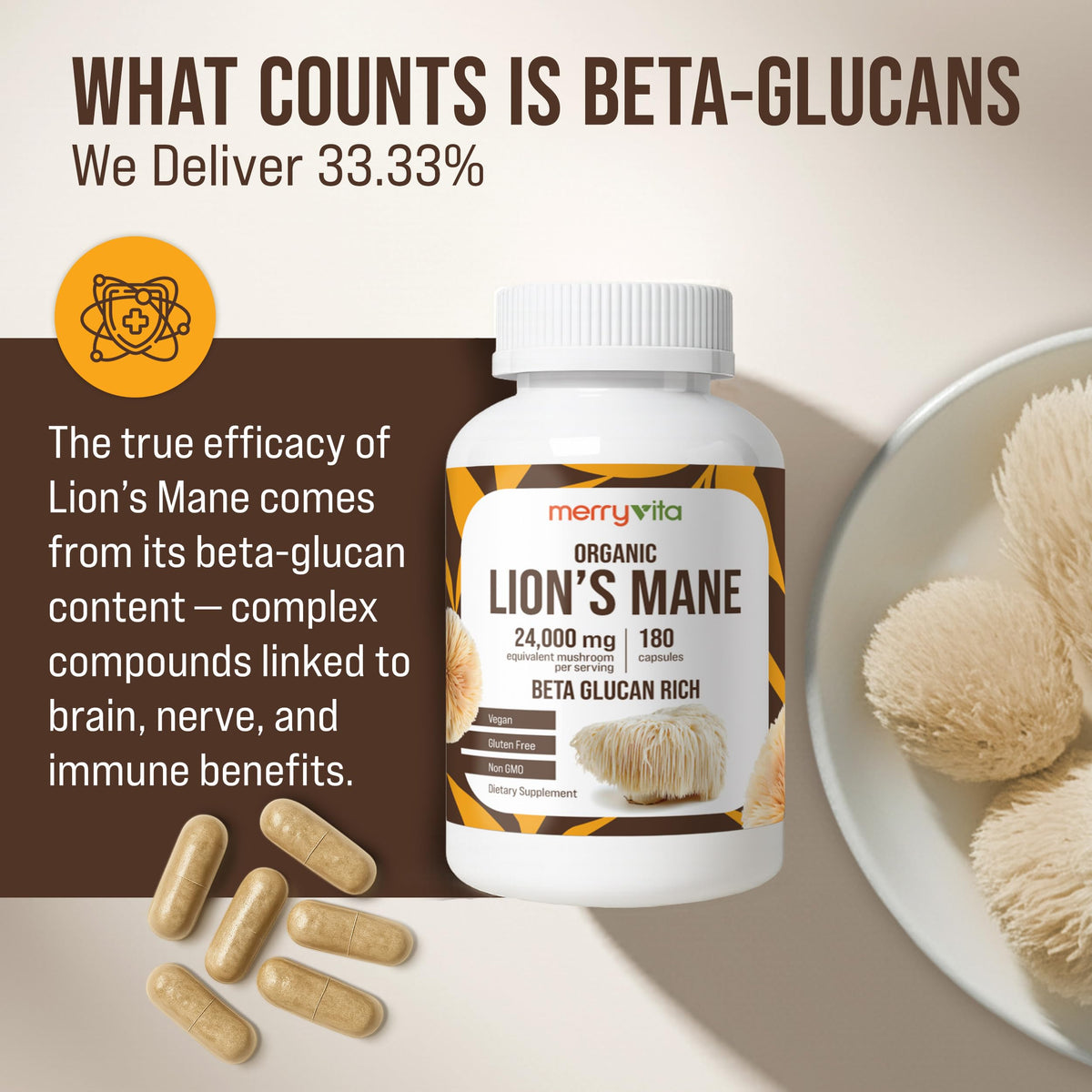 MERRY VITA Lion’s Mane Supplement ingredients list