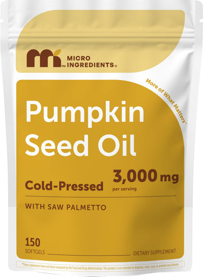 Micro Ingredients Pumpkin Seed Oil with Saw Palmetto 150 softgels front view