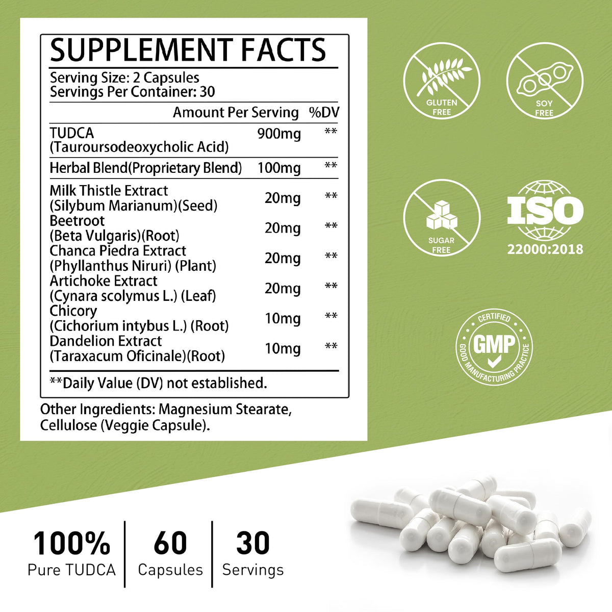 MIHIYO TUDCA Supplement 1000mg side view