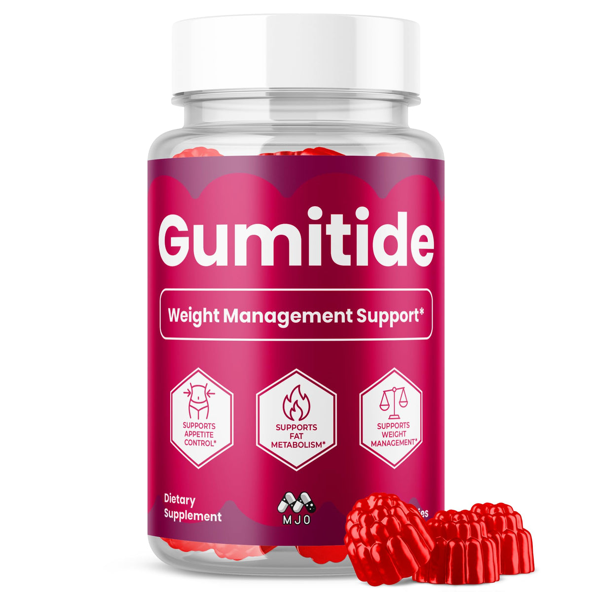 MJO Gumitide Gummies 60 count bottle front view