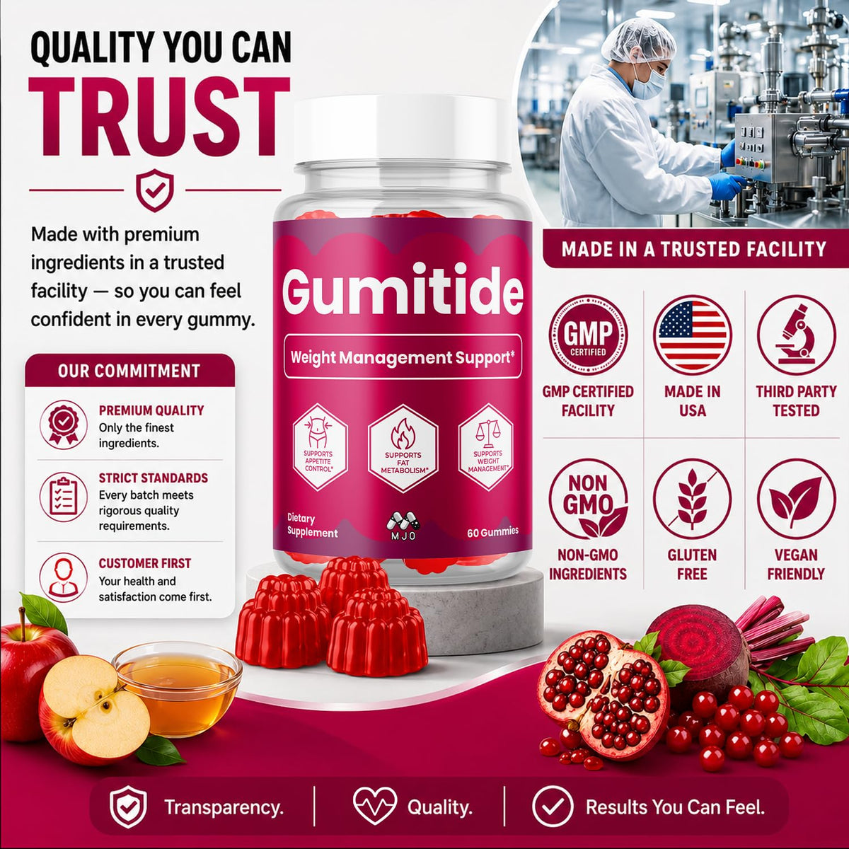 MJO Gumitide Gummies bottle with a measuring spoon