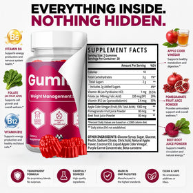 MJO Gumitide Gummies nutritional information label