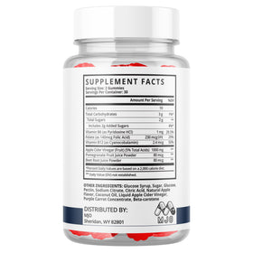 MJO Vital support XL Gummies in a bowl with fresh fruits