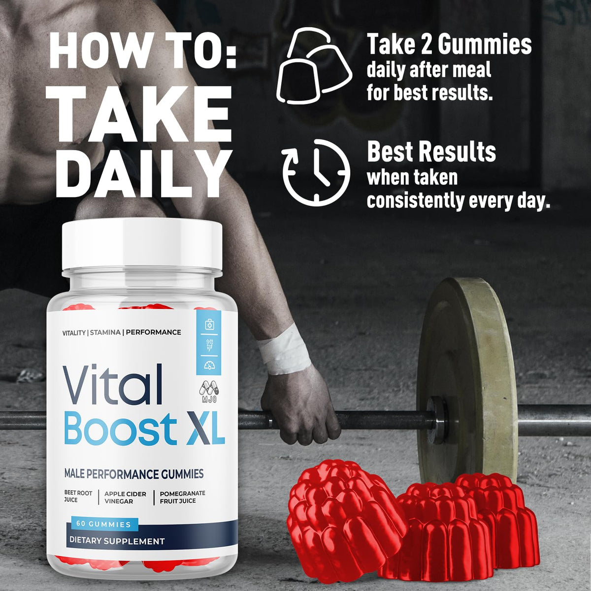 MJO Vital support XL Gummies lifestyle scene with a healthy snack