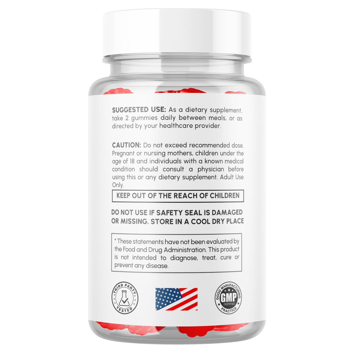 MJO Vital support XL Gummies showing a few gummies on a table