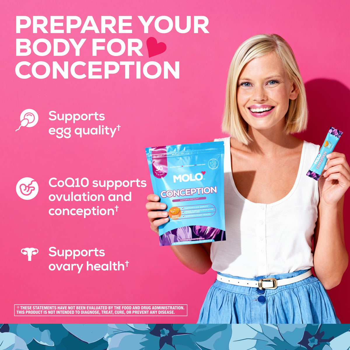 MOLO Conception Fertility Supplement stick pack close-up