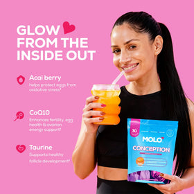 MOLO Conception Fertility Supplement stick pack with orange slices