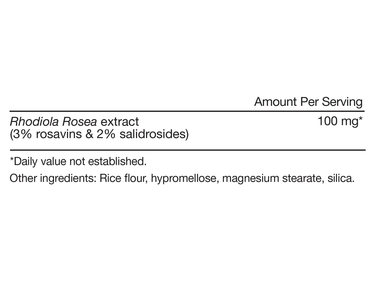 Momentous Rhodiola Rosea Root Extract 100mg capsule side view