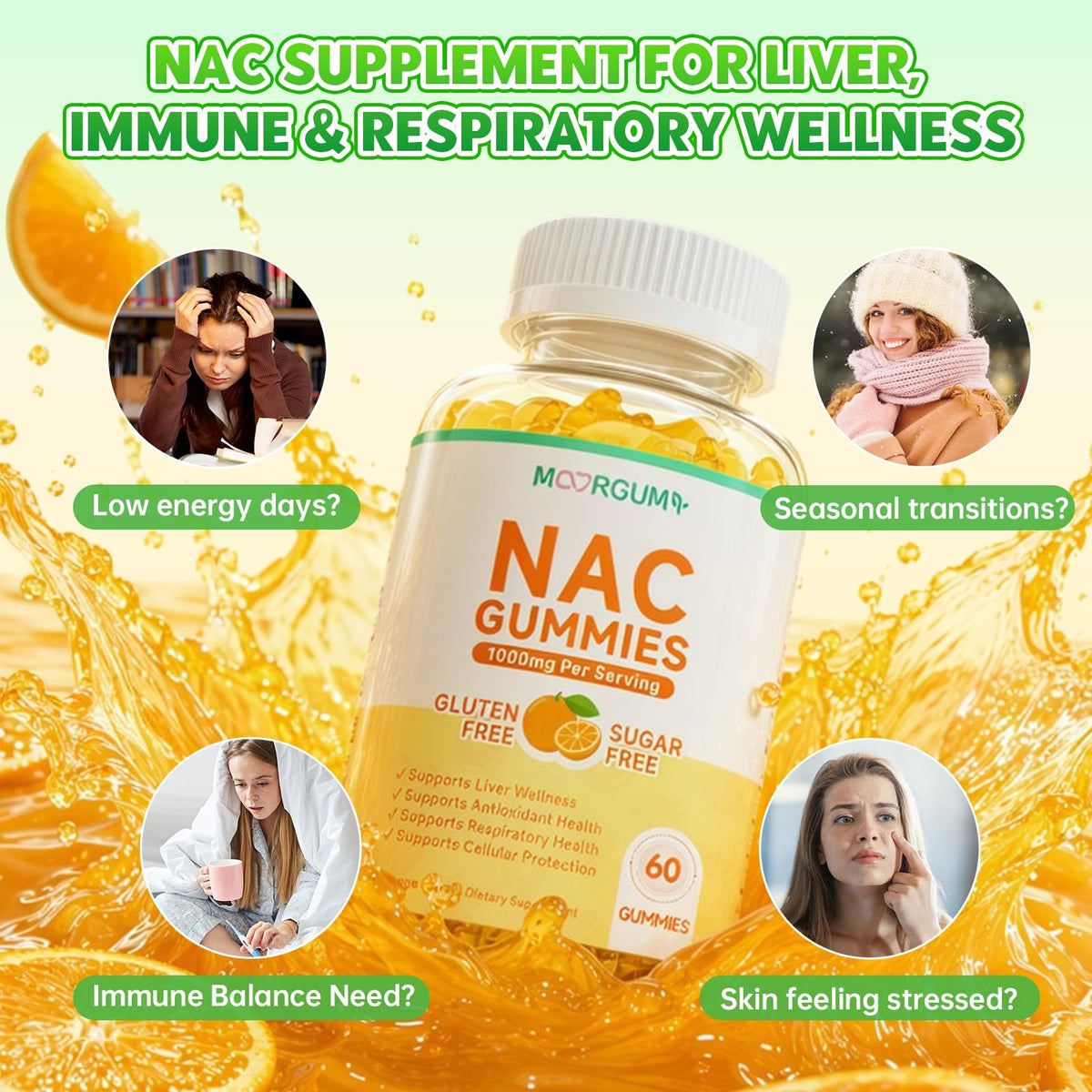 MOORGUMY NAC Gummies 1000mg with a measuring spoon for serving