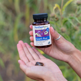 Motherlove Goat’s Rue liquid capsules on a table