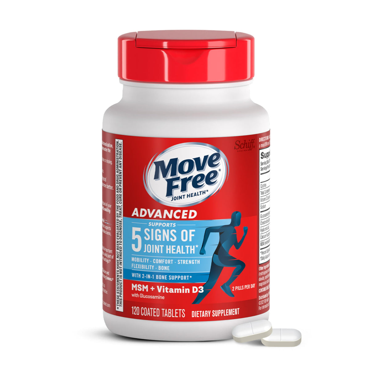 Move Free Advanced Glucosamine Chondroitin MSM + Vitamin D3 120 ct front view